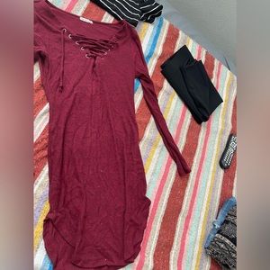 red high low dress lace up